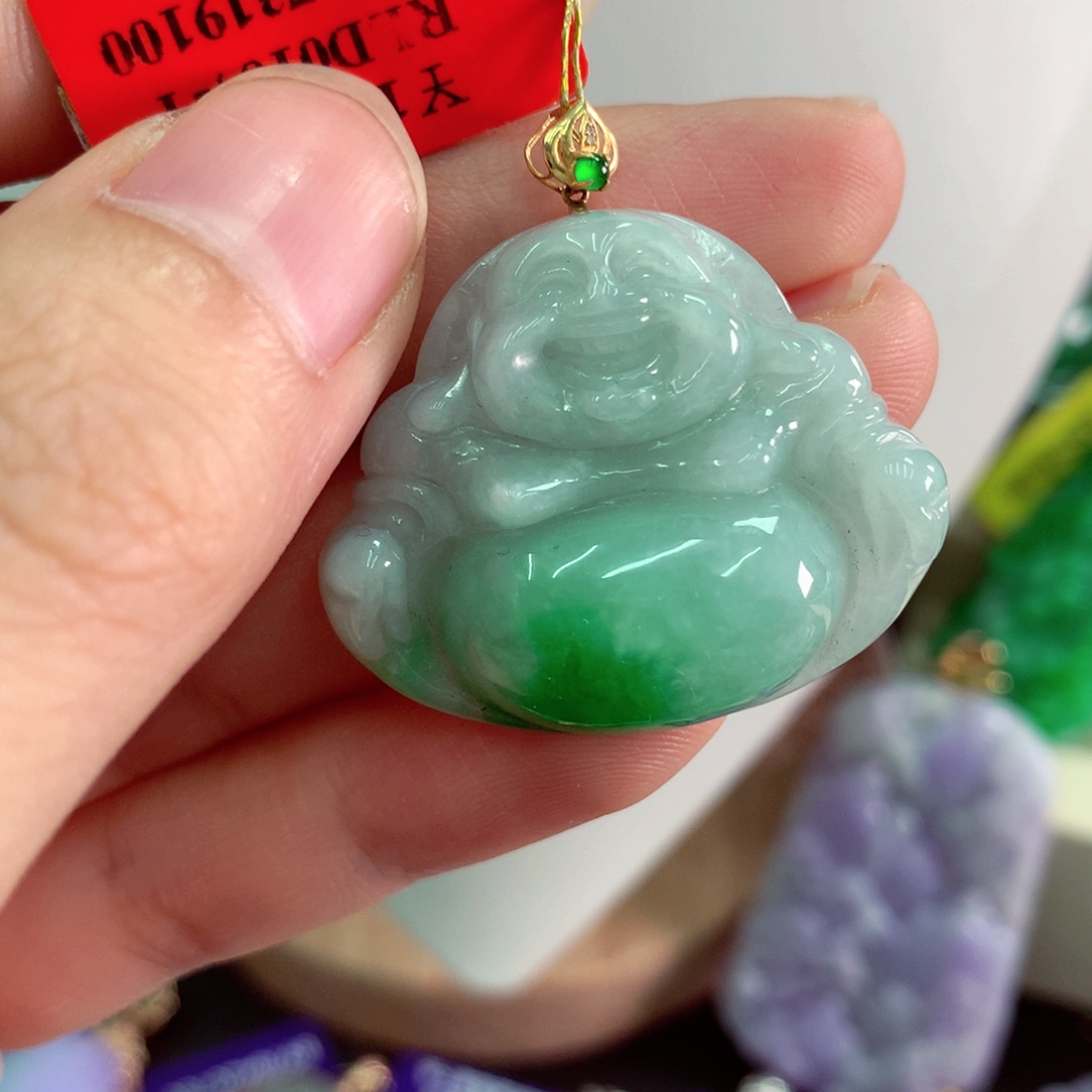 翡翠18K金镶嵌吊坠(不含链)