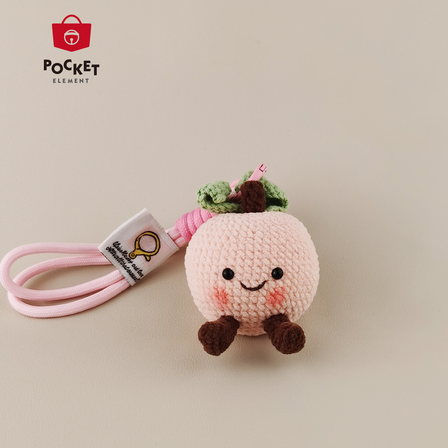PocketElement 可爱桃子玩偶包包挂件挂饰钥匙扣挂件小众轻奢礼物
