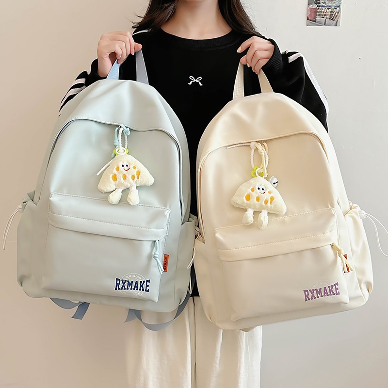 休闲双根学生双肩包日系时尚双肩包女防水印花拉链ins风