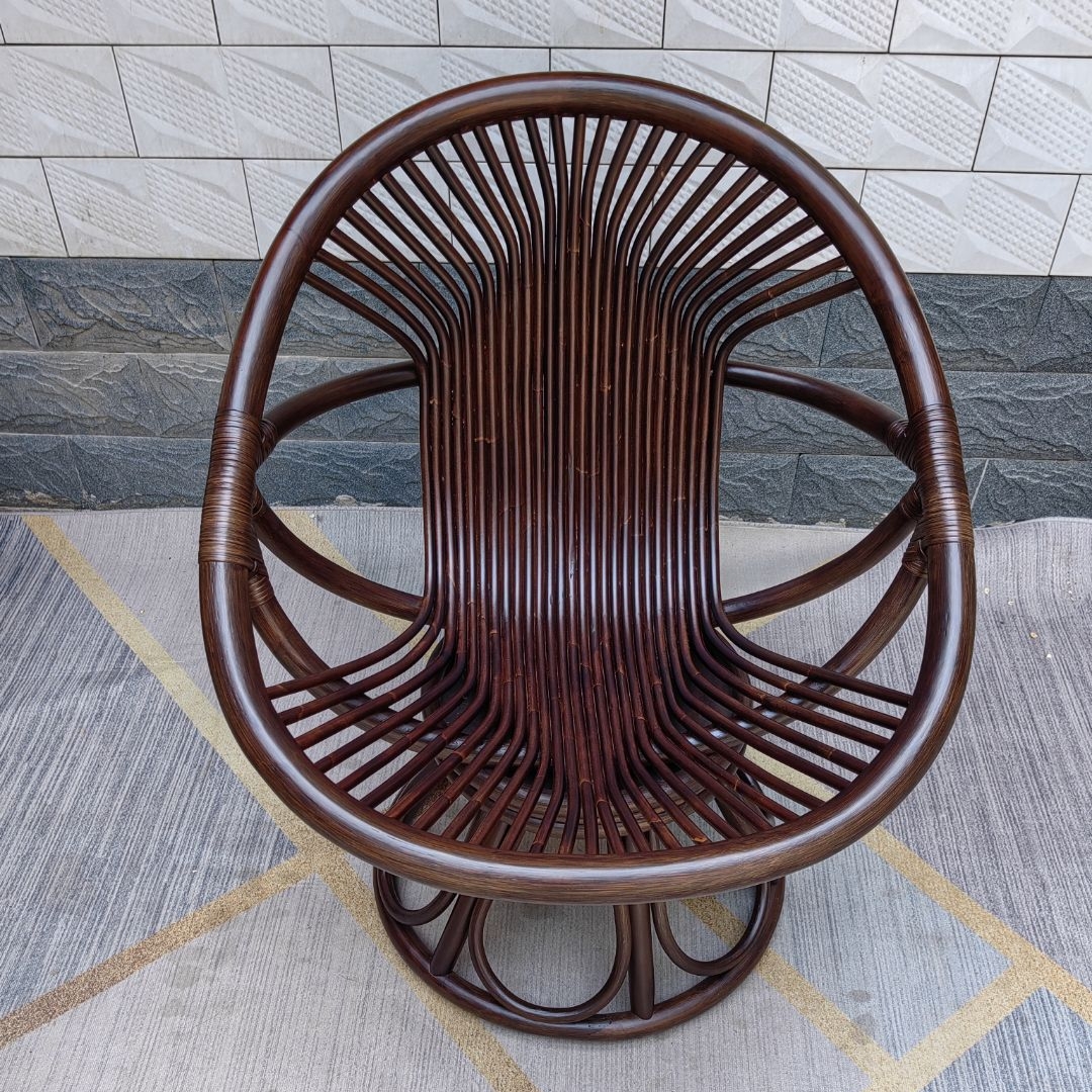 天然玛瑙藤胡桃色旋转藤椅坐高40公分背高80送坐垫阳台椅家用网红