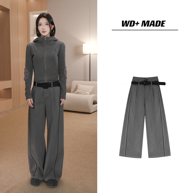 韩式设计师时尚个性显气质减龄休闲高腰窄版弯刀休闲羊毛裤