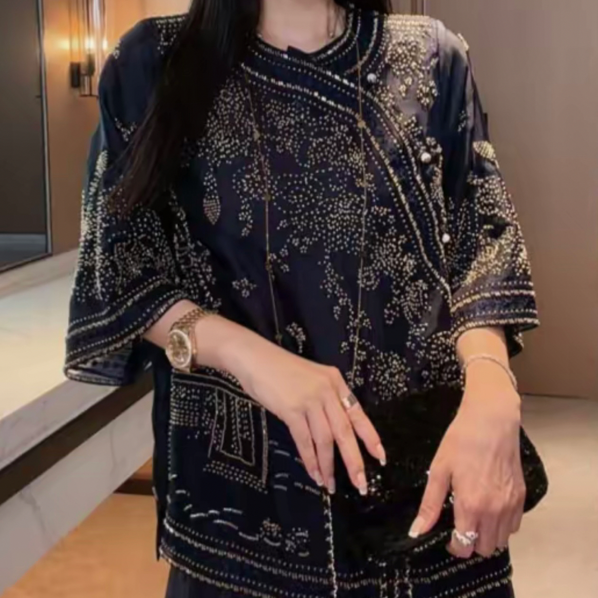 ‘100%桑蚕丝’【金枝夜宴】高级感气质时尚优雅桑蚕丝上衣W260892