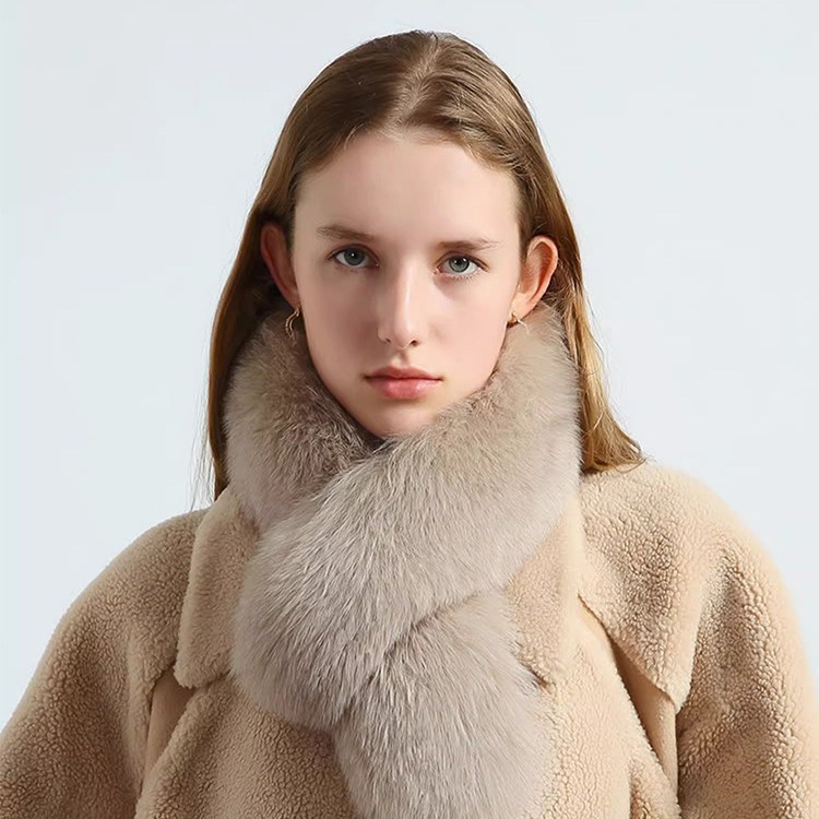 冬季保暖基础款气质围巾女冬季韩版百搭洋气双面毛毛绒围脖毛领子