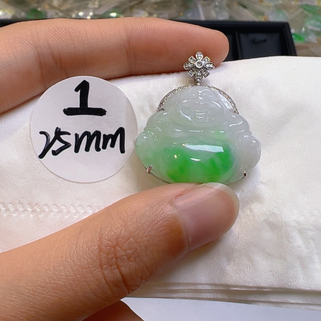 翡翠18K金镶嵌吊坠(不含链)