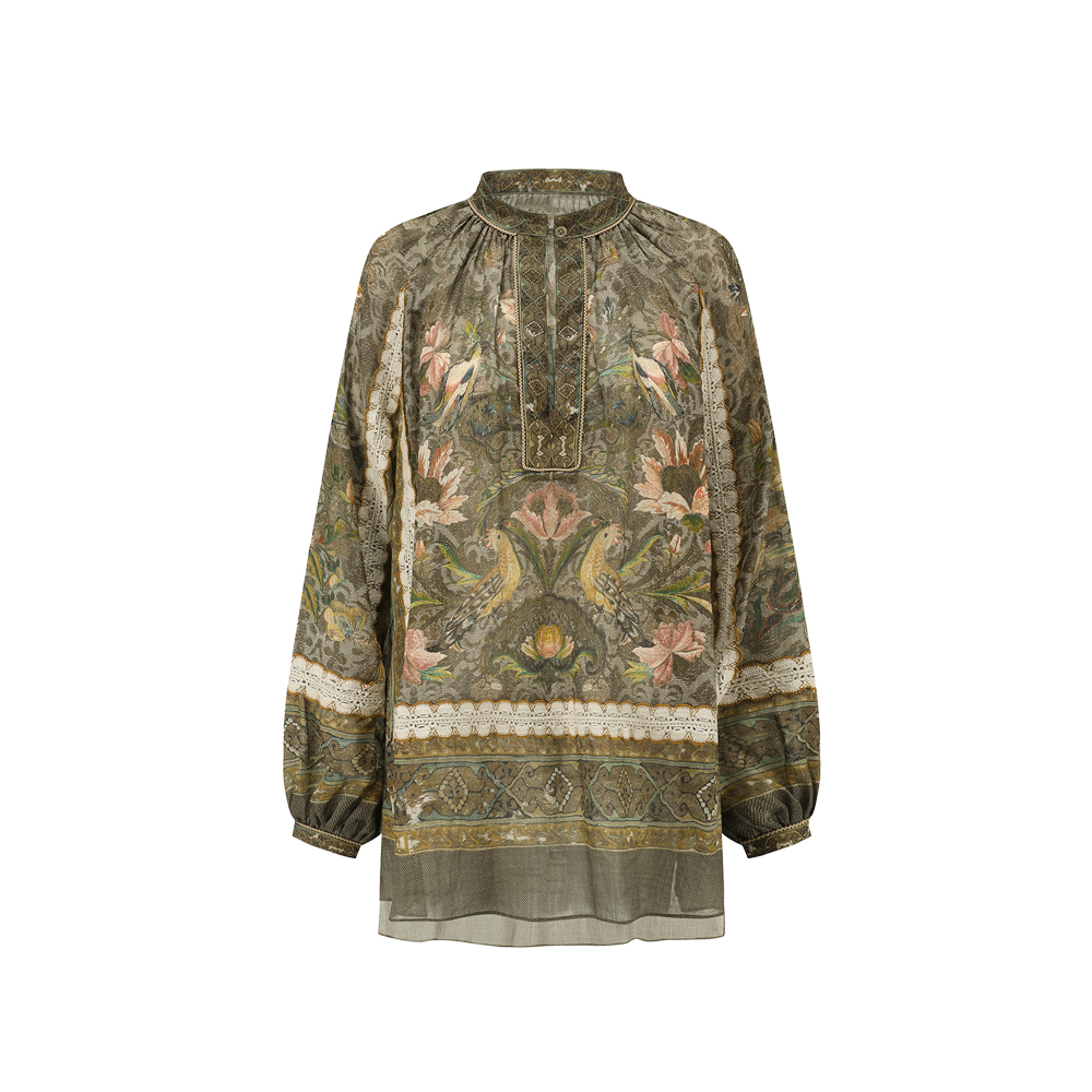 ITE苎麻印花手工对缝拼蕾丝花边衬衫CH388A8253827901