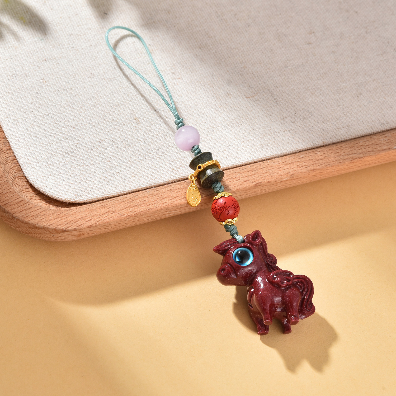 含辰砂工艺品【婉葶珠宝】朱砂紫金砂本本年小马手机链