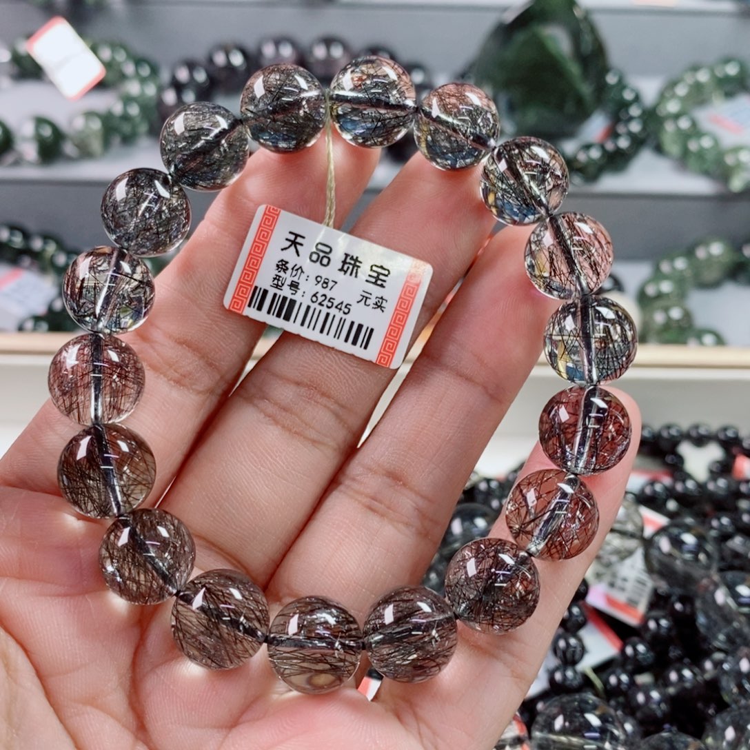 凉***月未镶嵌手链水晶黑发晶手链62545