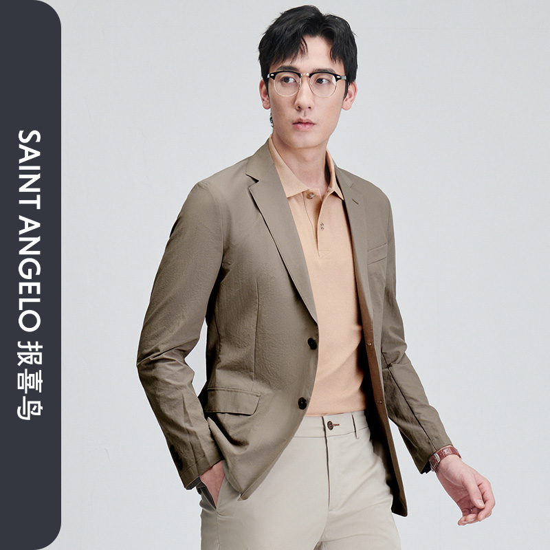 【弹力透孔】报喜鸟2025春季新款男士商务休闲运动西服上衣单西外套