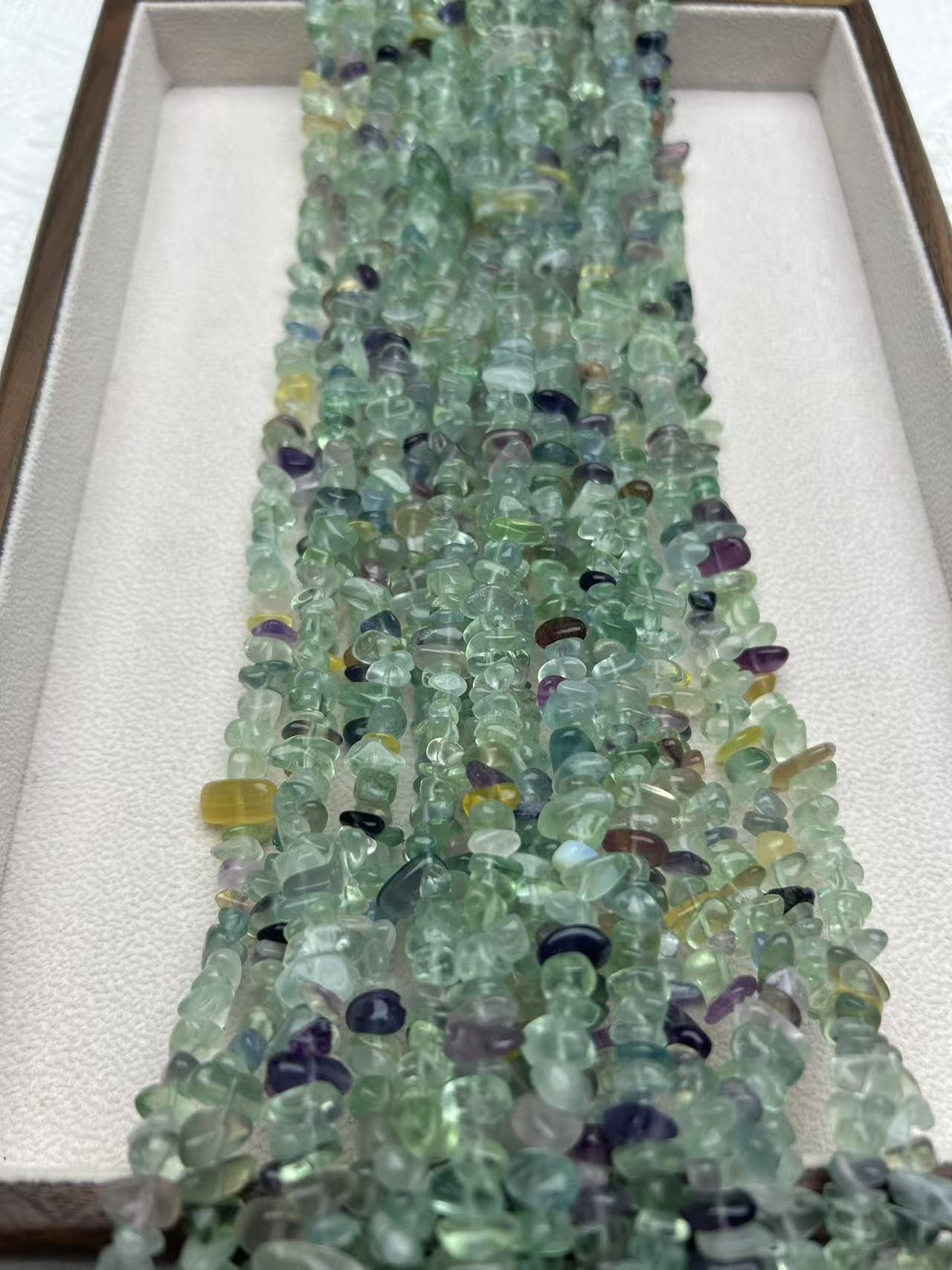 彩萤石碎石长串纯天然高品质DIY配饰有孔串珠72cm+