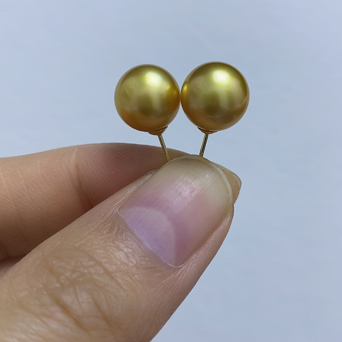 18K金镶嵌海水珍珠耳饰金珠