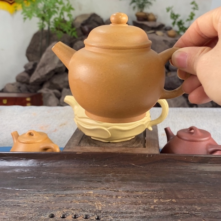 紫砂茶壶黄金段宫灯150左右的容量半手制作