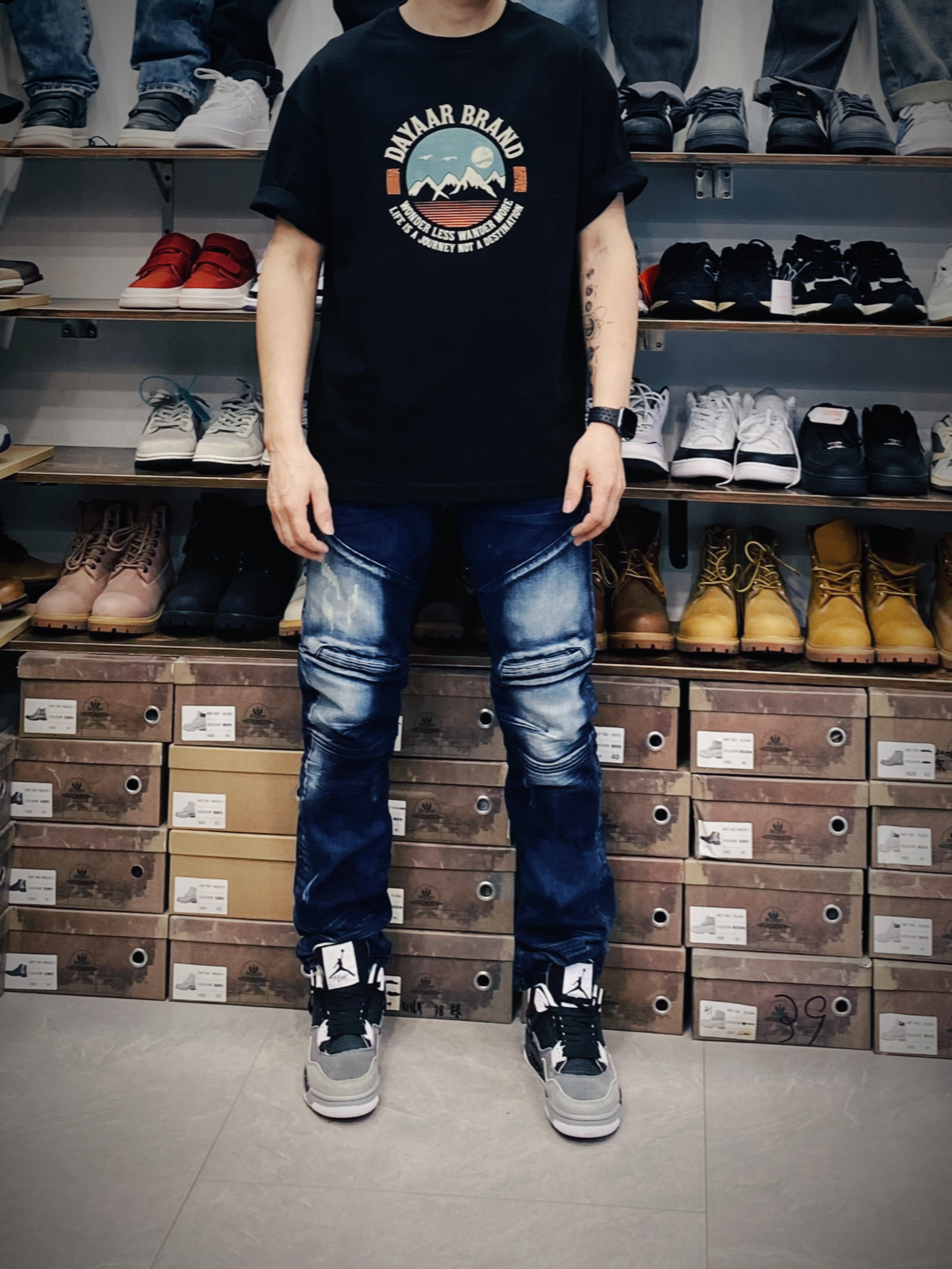 男牛仔裤子美式牛仔裤破洞修身复古时尚欧美男装做旧夏季水洗男士