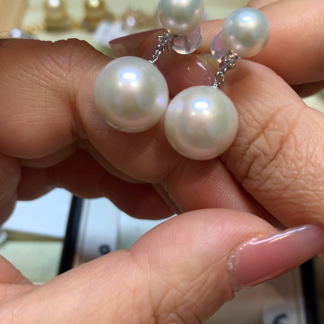 淡水珍珠耳饰银S925镶嵌