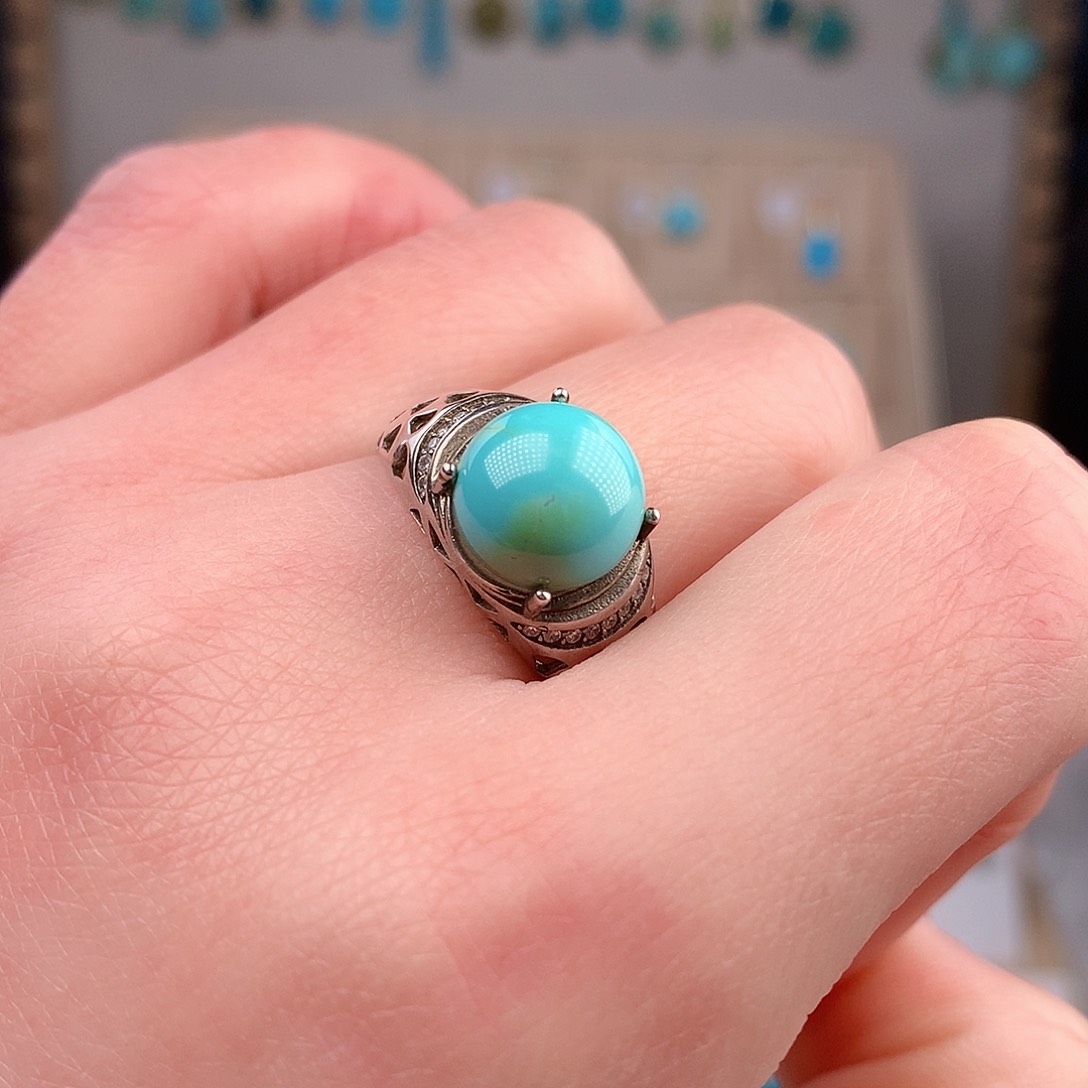 绿松石戒指银S925镶嵌