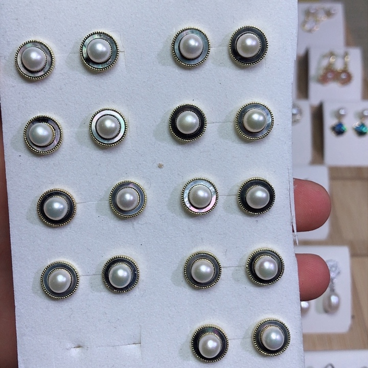 淡水珍珠耳饰银S925镶嵌