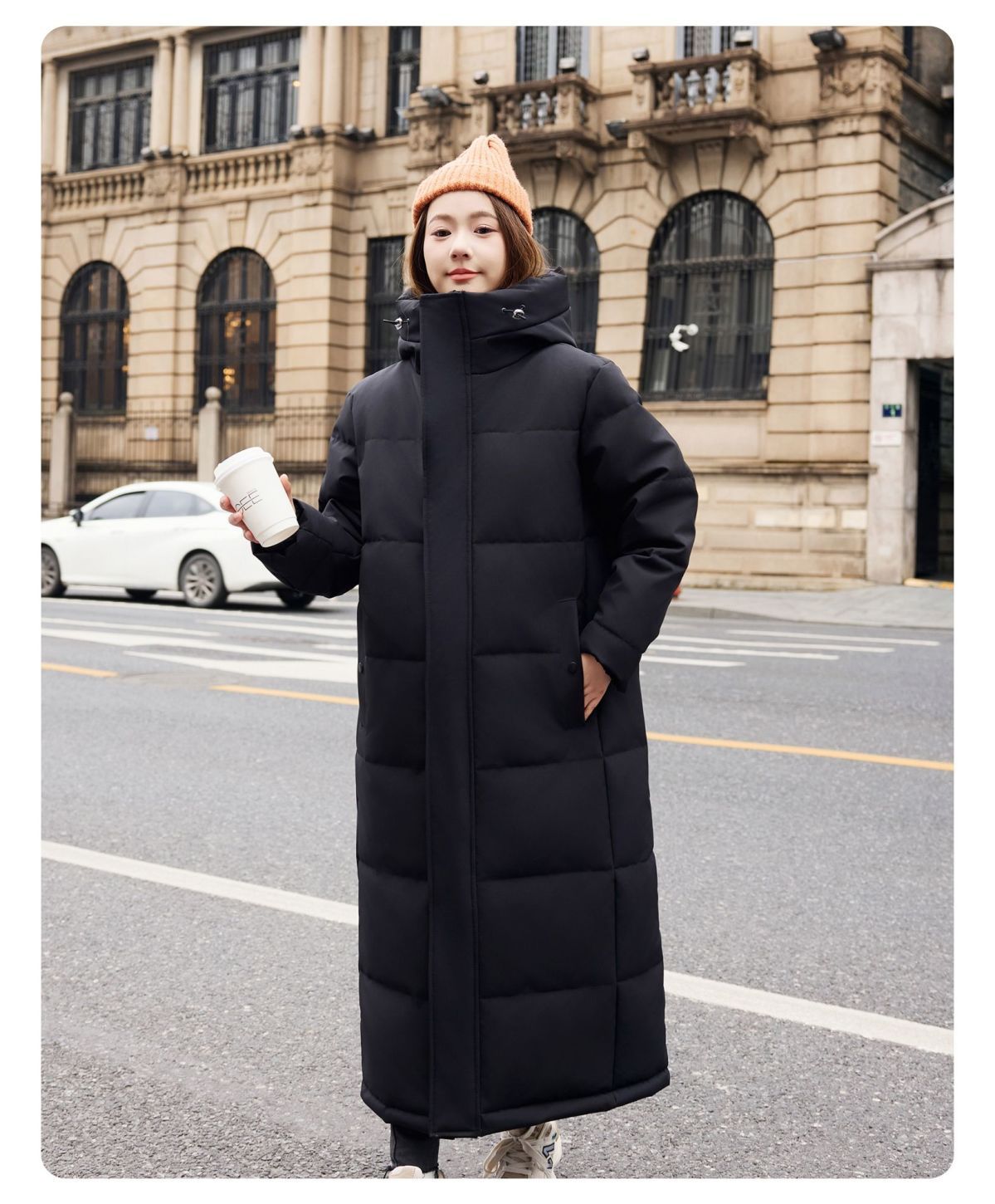 1616超长款棉服  连帽显高面包服