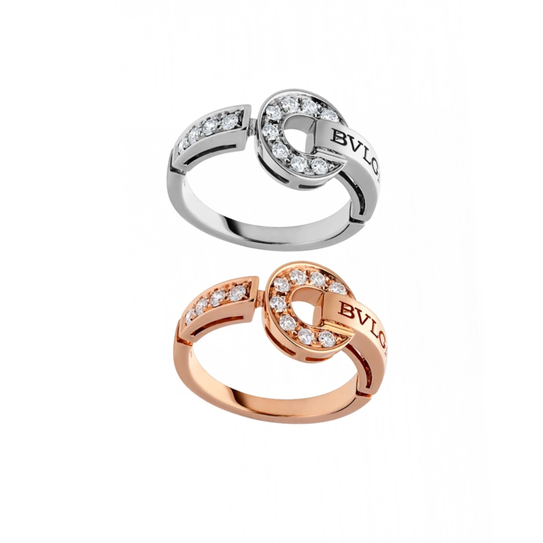 99新 BVLGARI/宝格丽 18k金 罗马币 钱币 镶钻戒指AN855854