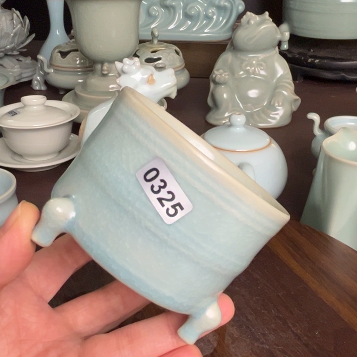 琥***珀摆件瓷三足弦纹杯kkkkkk