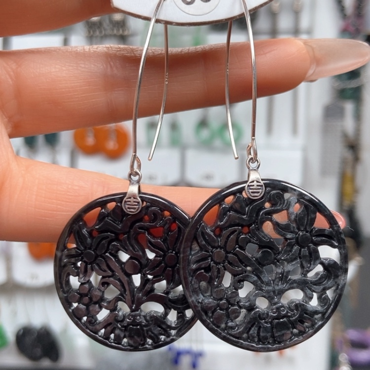 【闪购商品】翡翠耳饰银S925镶嵌耳饰