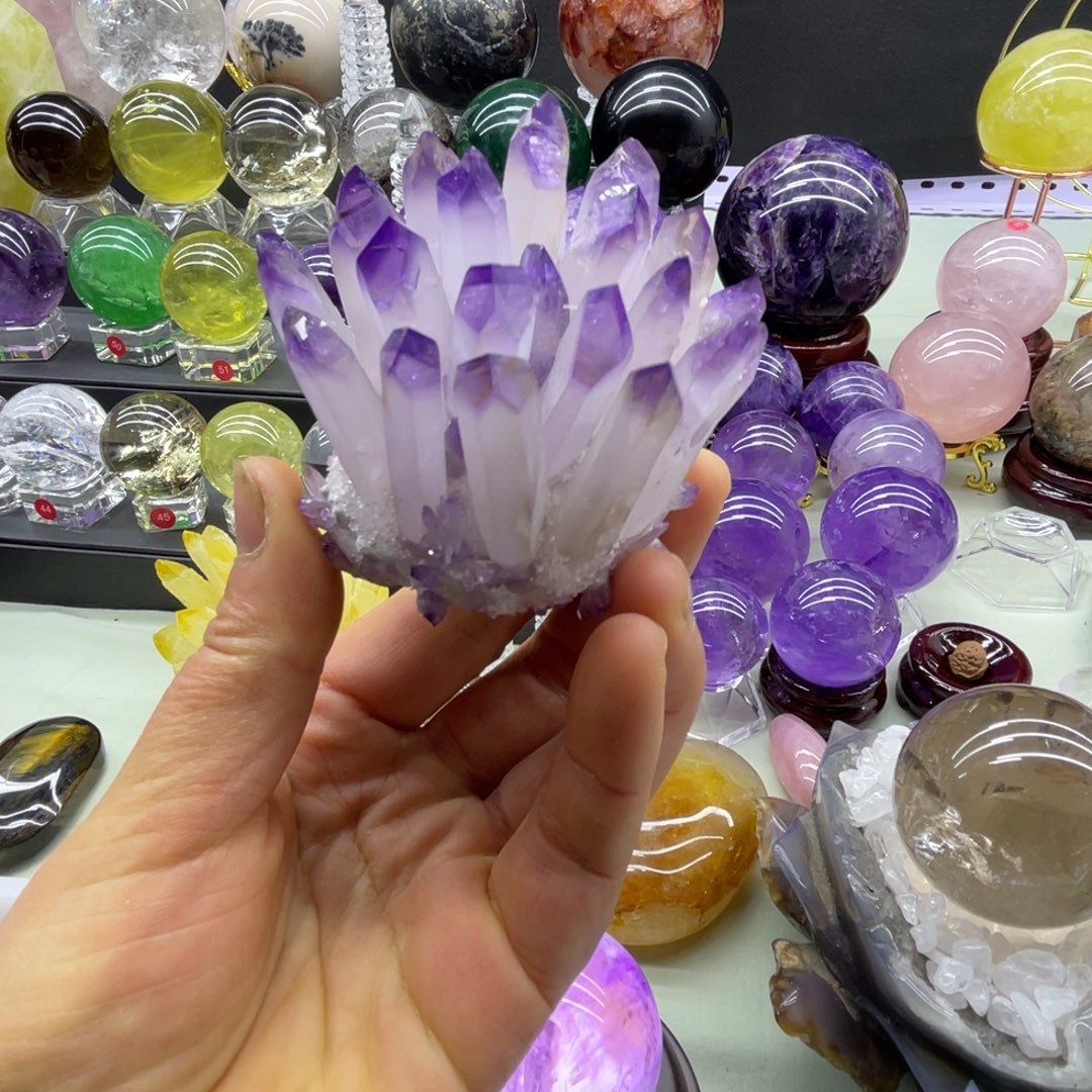 天然紫水晶醋桌面摆件