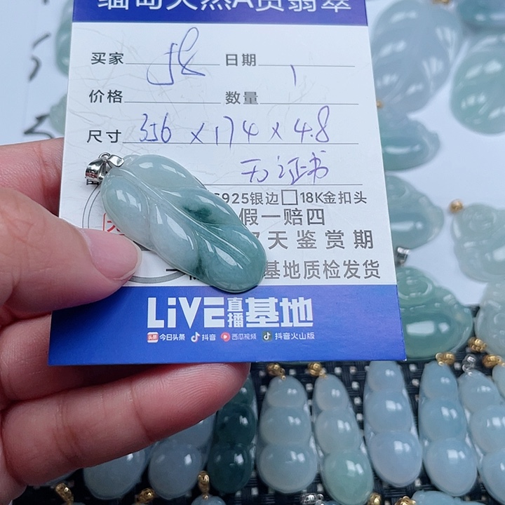 翡翠颈饰银S925镶嵌天然翡翠吊坠