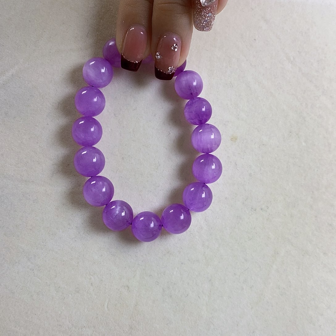 锂辉石紫锂辉高冰收藏级特级手串11+未镶嵌