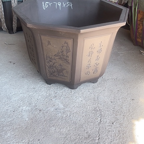 紫砂花盆八方一个
