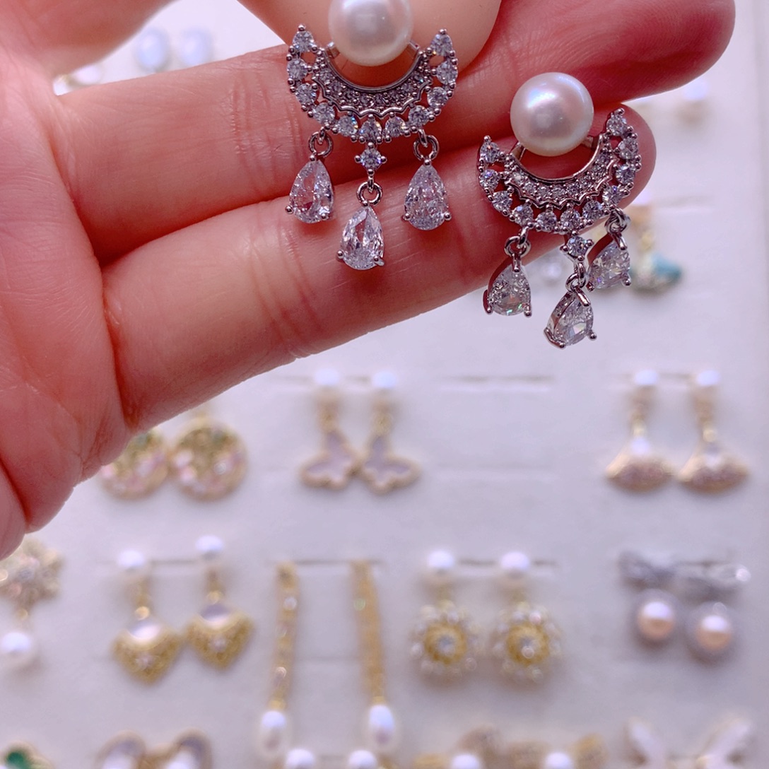 耳饰合金淡水珍珠