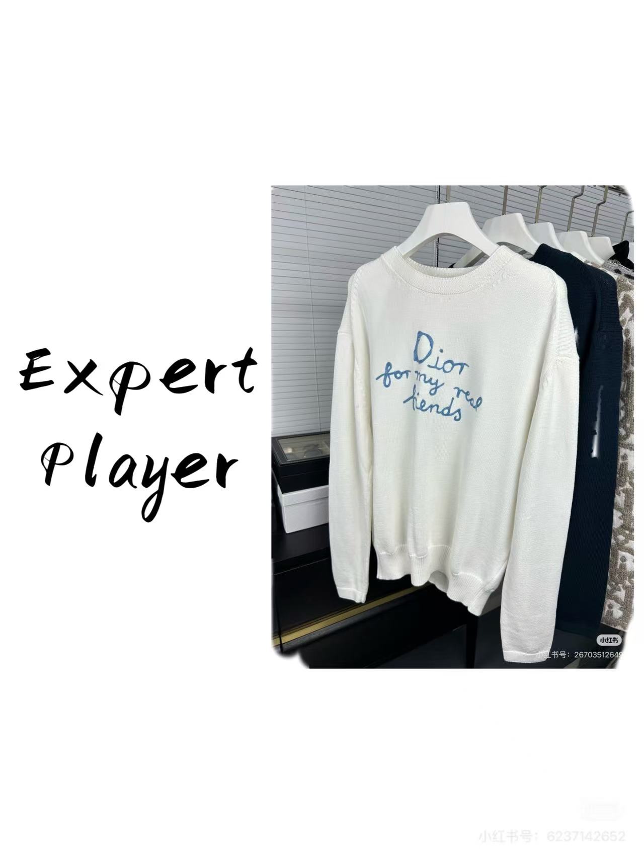 【柜哥】空芯带字母刺绣针织衫男女同款