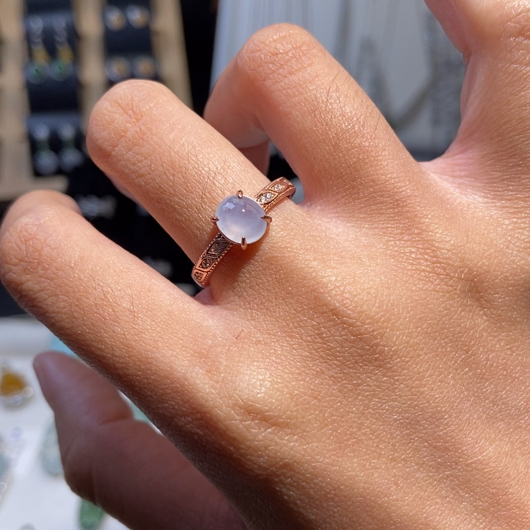 翡翠银S925镶嵌戒指纯天然缅甸翡翠A货戒指