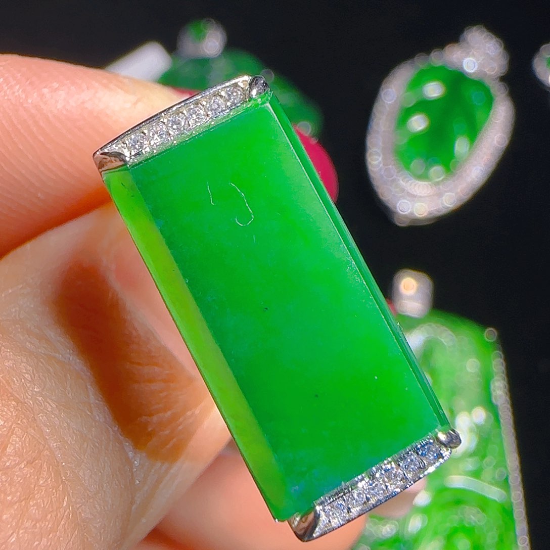 翡翠戒指银S925镶嵌天然