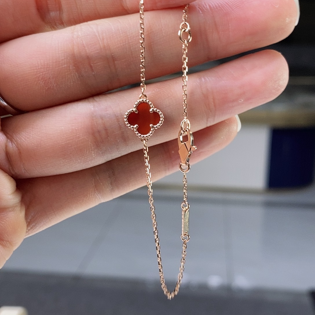 玛瑙/玉髓手链18K金镶嵌红9mmk枚