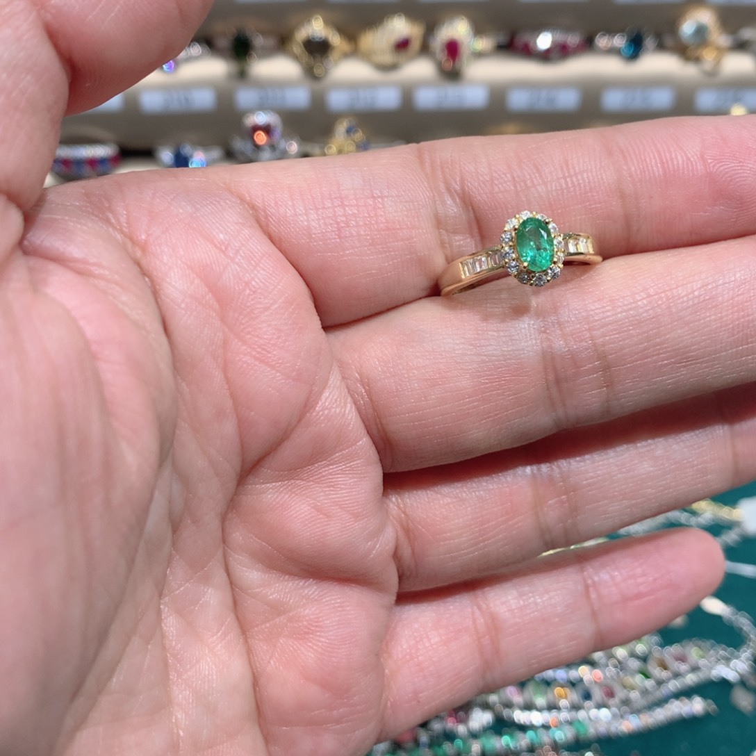 戒指祖母绿银S925镶嵌