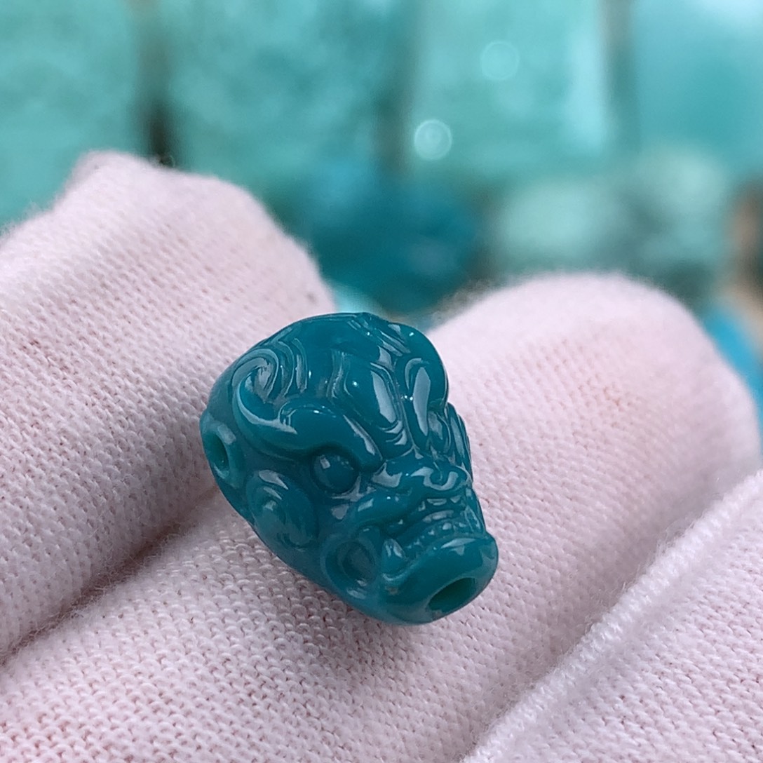 绿松石未镶嵌瑞兽三通卡11