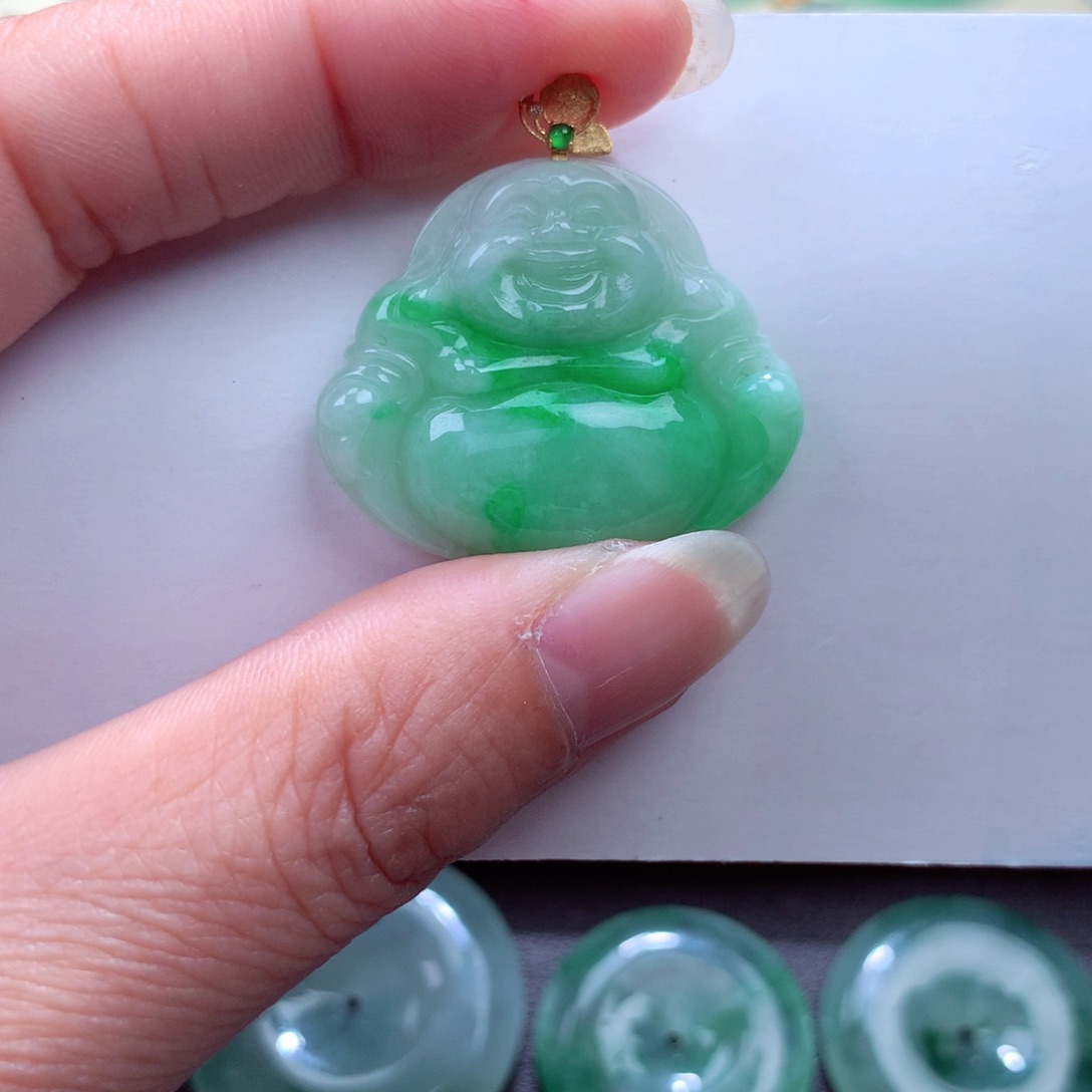 翡翠吊坠(不含链)18K金镶嵌