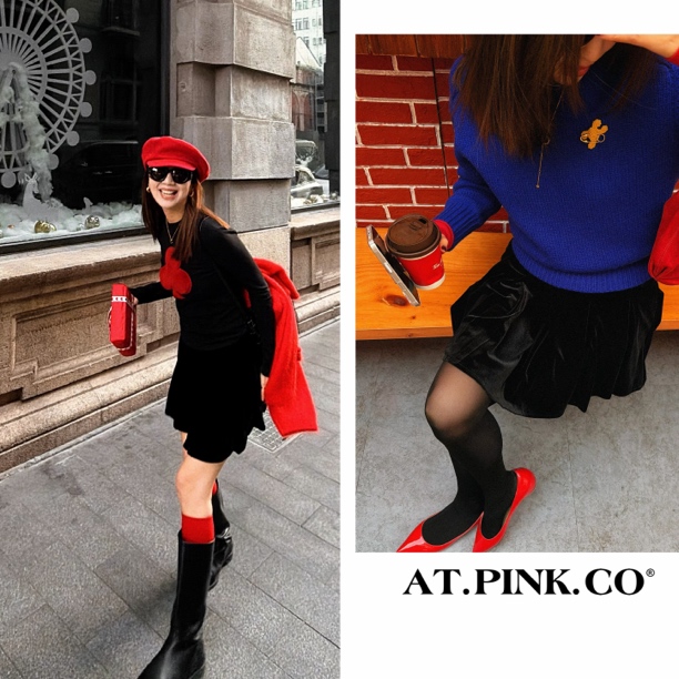 【三三品牌】丝绒A字半身裙（裙内带内衬）显瘦黑色  FQ366