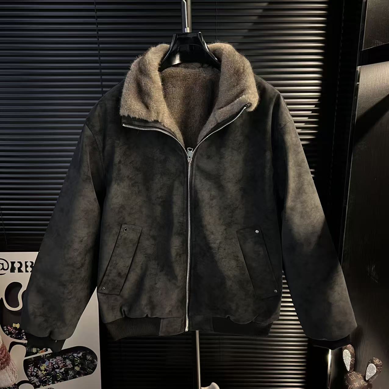 H-仿双色貂毛百搭重磅美式时尚座山雕保暖加厚外套