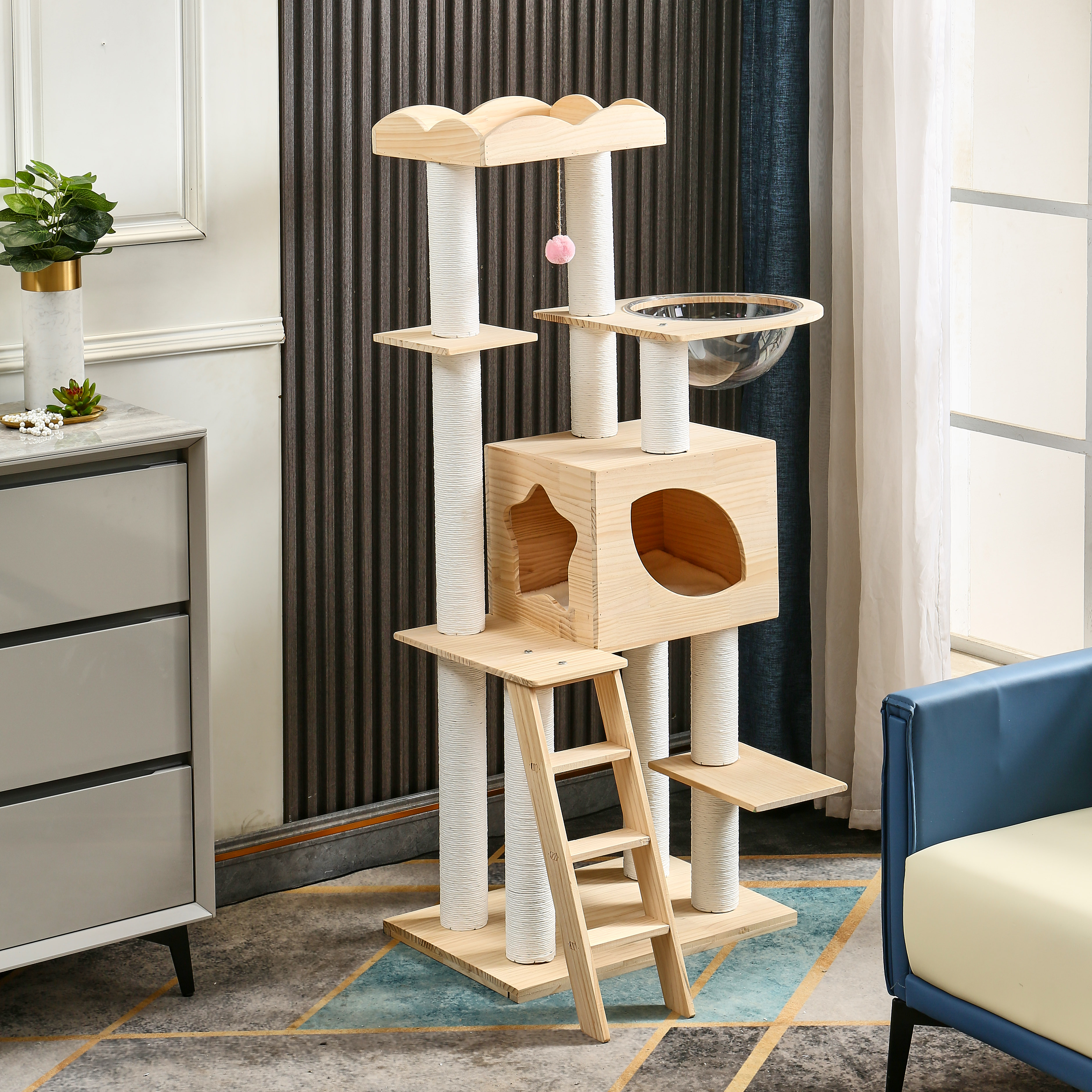 猫爬架猫窝猫树一体原木风别墅太空舱猫树物必备物品猫咪落地