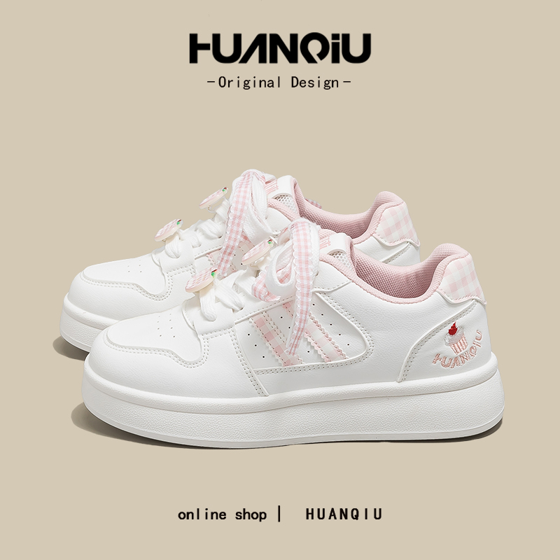 环球可爱多巴胺粉色小白鞋女款2025爆款学生百搭轻便舒适板鞋K956