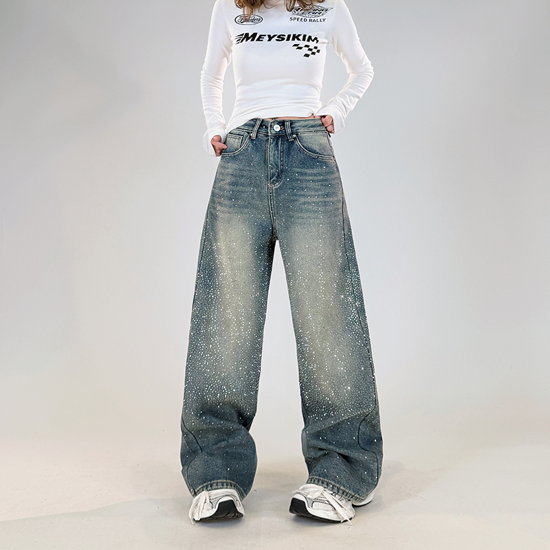初代美希MEYSIKIM 长裤设计感烫钻阔腿裤女ME0927