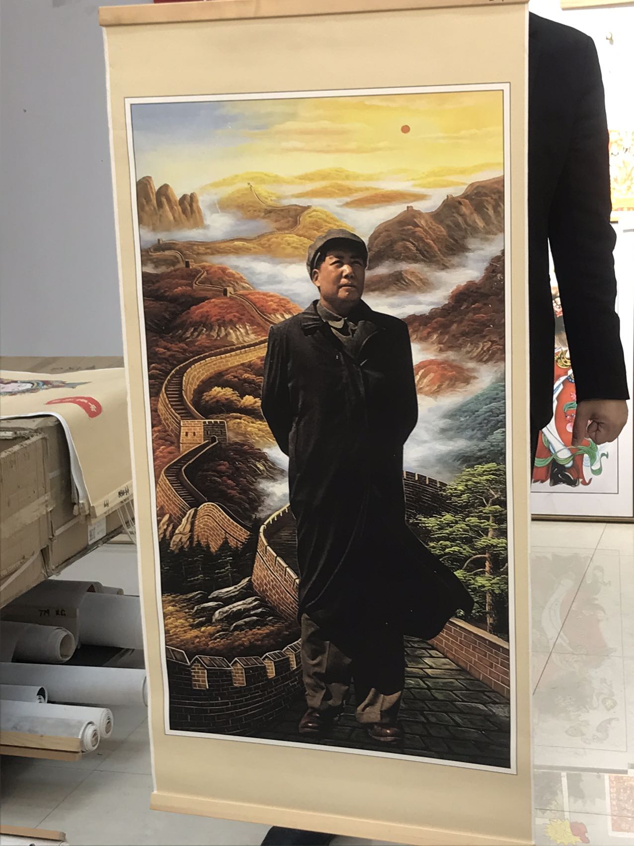 【578东方红】60x120cm现代简约挂轴装饰画办公室家居装饰画