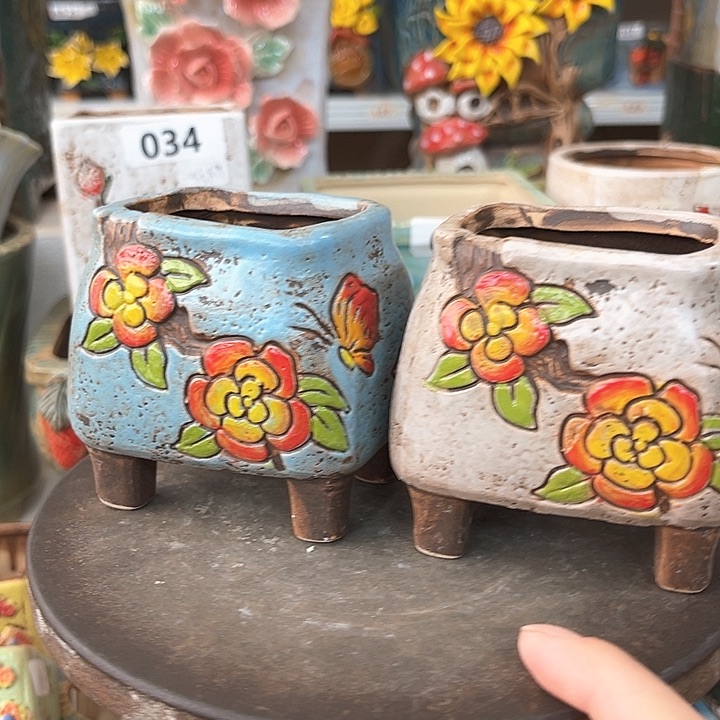 紫砂花盆粗陶材质多肉花盆