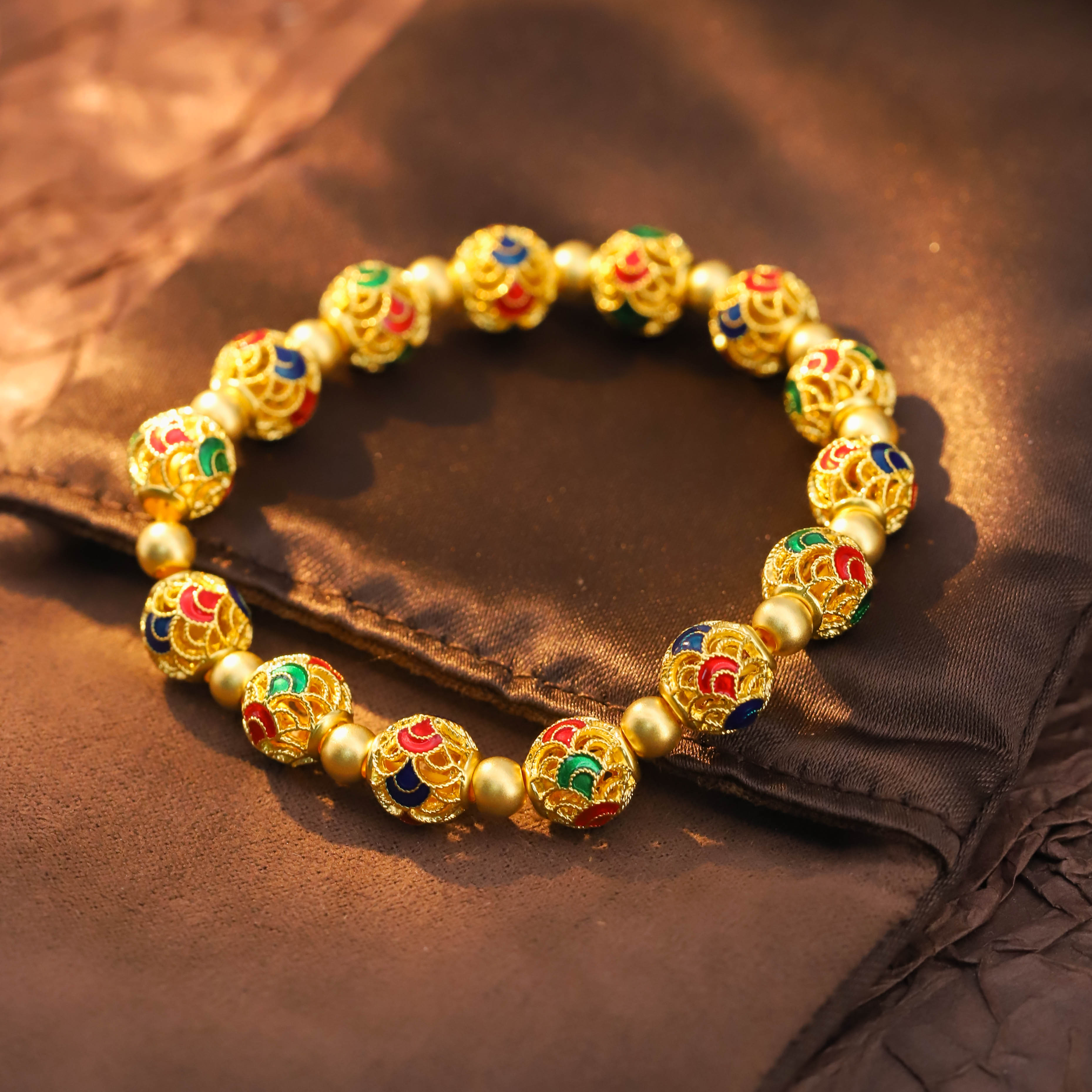 【晓韵专享 】足金999投资金 珐琅彩花丝转运珠送礼HJS918