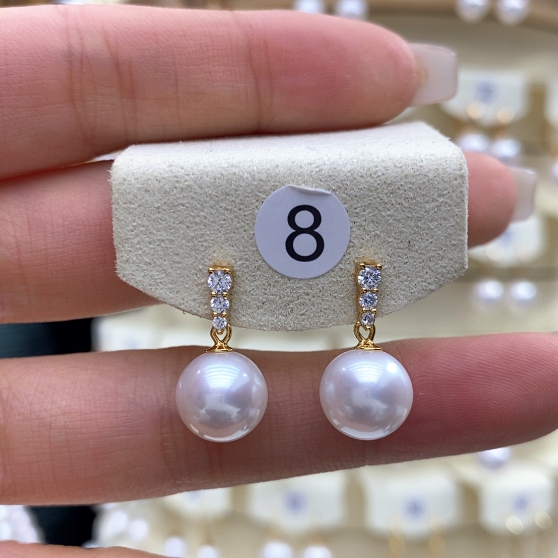 淡水珍珠耳饰银S925镶嵌