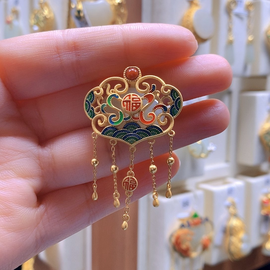 和田玉颈饰银S925镶嵌