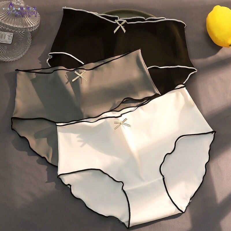 [居家系列]xy甜美系冷淡风简约纯色高档缎面冰丝内裤时尚舒适透气