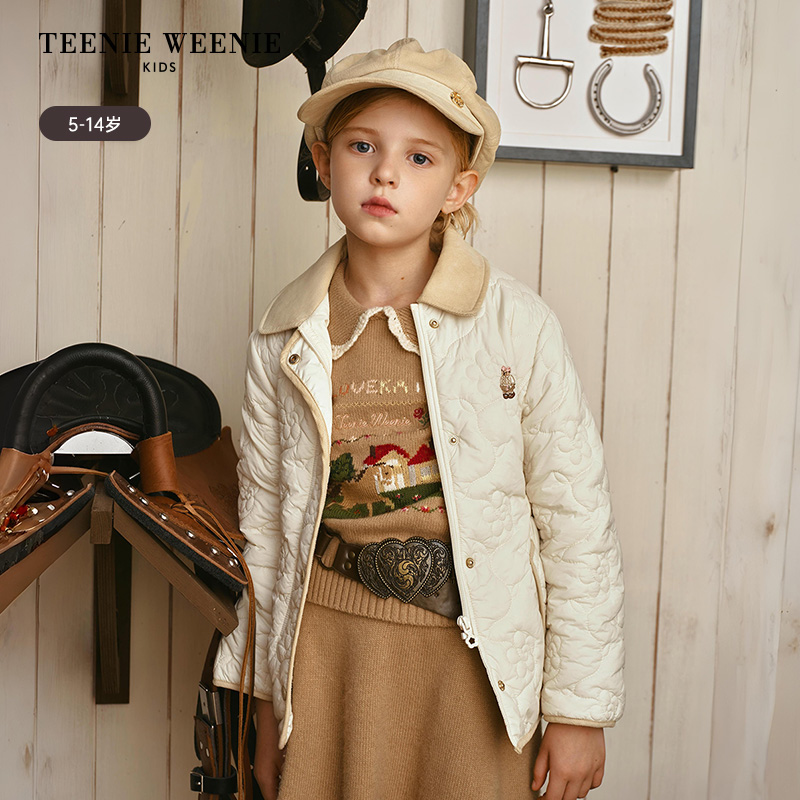 TeenieWeenieKids25年秋冬款女童花朵绗缝棉服外套TKJP254951K