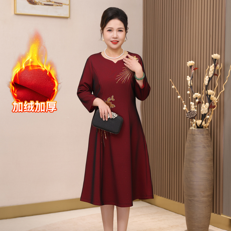 婚礼妈妈礼服连衣裙结婚喜服大码女装订婚出阁回门宴会加绒喜服裙
