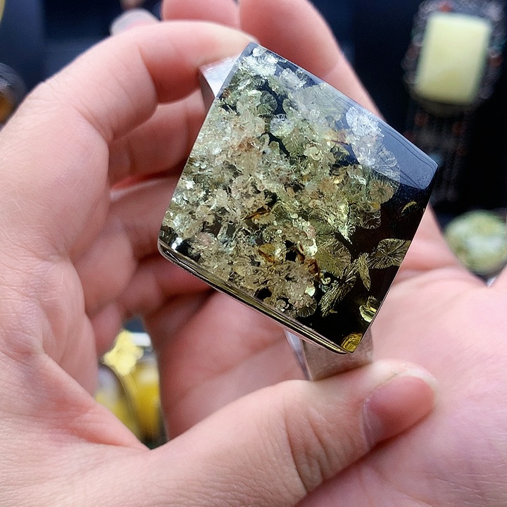 琥珀裸石银S925镶嵌手镯