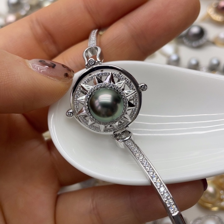 海水珍珠手镯银S925镶嵌